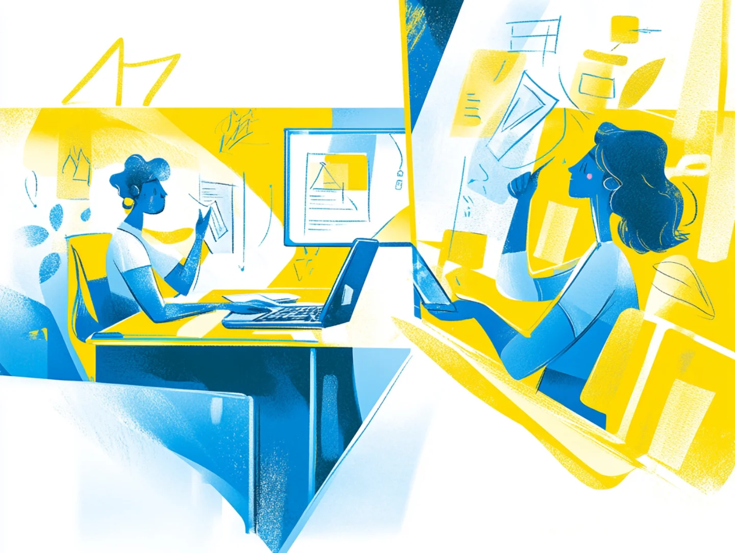 Split Screen eines Remote Interviews